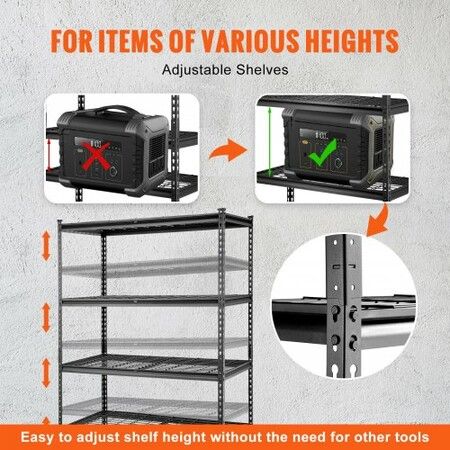 Storage Shelving Unit Garage Storage Rack 5-Tier Adjustable 907.2 kg Load