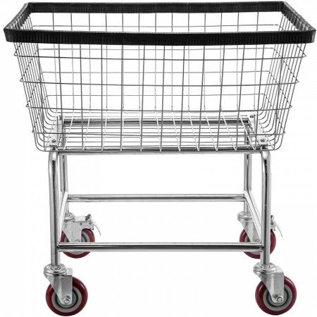 Wire Laundry Cart 2.5 Bushel Wire Laundry Basket with Wheels 21''x27''x27.5'' Commercial Wire Laundry Basket Cart Steel Frame with Chrome Finish 4inch