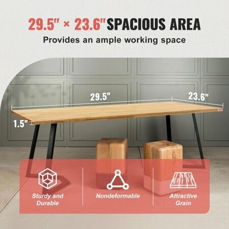 Wood Table Top 75 x 60 x 3.8 cm 150 kg Load Capacity Universal Solid One-Piece Maple Wood Desktop for Height Adjustable Electric Standing Desk Frame