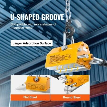 Magnetic Lifter 300 kg Pulling Capacity 2.5 Safety Factor Neodymium & Steel Lifting Magnet with Release Permanent Lift Magnets Heavy Duty Magnet