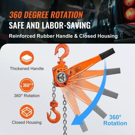 Manual Lever Chain Hoist 1-1/2 Ton 3300 lbs Capacity 20 FT Come Along G80 Galvanized Carbon Steel with Weston Double-Pawl BrakeAuto Chain Leading