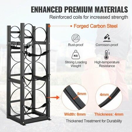 Refrigerant Tank Rack with 2 x 30lbs and Other 3 Small Bottle Tanks Cylinder Tank Rack 12.79x12.99x47.12 in Refrigerant Cylinder Rack and Holders for Freon