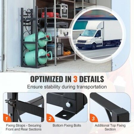 Refrigerant Tank Rack with 2 x 30lbs and Other 3 Small Bottle Tanks Cylinder Tank Rack 12.79x12.99x47.12 in Refrigerant Cylinder Rack and Holders for Freon