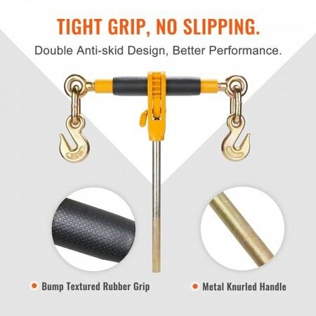 Ratchet Chain Binder 0.9-1.27 cm Heavy Duty Load Binders with G80 Hooks 5443 kg Secure Load Limit Labor-saving Anti-skid Handle Tie Down Hauling Chain