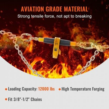 Ratchet Chain Binder 0.9-1.27 cm Heavy Duty Load Binders with G80 Hooks 5443 kg Secure Load Limit Labor-saving Anti-skid Handle Tie Down Hauling Chain