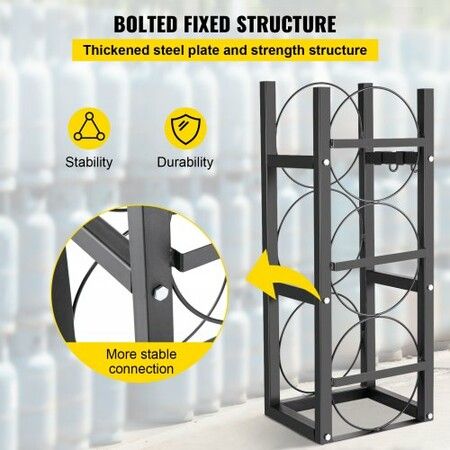 Refrigerant Tank Rack Cylinder Tank Rack w/ 3*30lb for Gas Oxygen Nitrogen