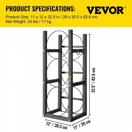 Refrigerant Tank Rack Cylinder Tank Rack w/ 3*30lb for Gas Oxygen Nitrogen