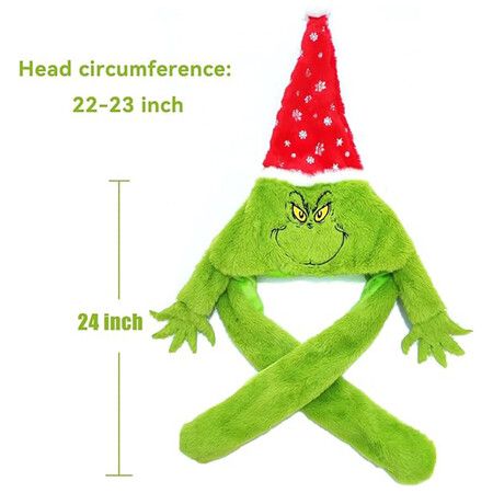 Christmas Hat for Grinch Costume Outfit Accessories Funny Party Hats Headband Mask for Women Men Kids