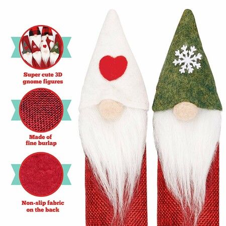 Gnome Christmas Refrigerator Handle Covers Set of 8,Adorable Swedish Tomte Kitchen Appliance Handle Covers Christmas Decorations