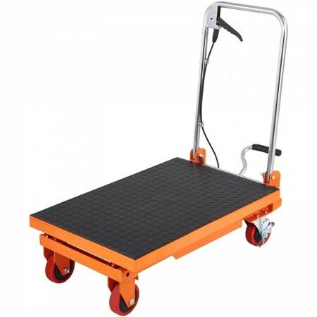 Hydraulic Lift Table Cart 330lbs Capacity 28.5" Lifting Height Manual Single Scissor Lift Table with 4 Wheels and Non-slip Pad Hydraulic Scissor Cart