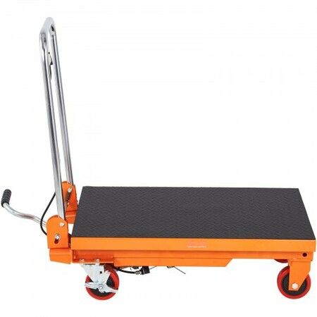 Hydraulic Lift Table Cart 330lbs Capacity 28.5" Lifting Height Manual Single Scissor Lift Table with 4 Wheels and Non-slip Pad Hydraulic Scissor Cart