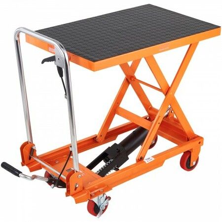 Hydraulic Lift Table Cart 330lbs Capacity 28.5" Lifting Height Manual Single Scissor Lift Table with 4 Wheels and Non-slip Pad Hydraulic Scissor Cart