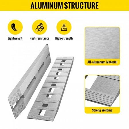 60' X 12' X 2.5'Aluminum Trailer Ramps 6000LBS Total Beavertail Hook End 1 Pair 2 Ramps