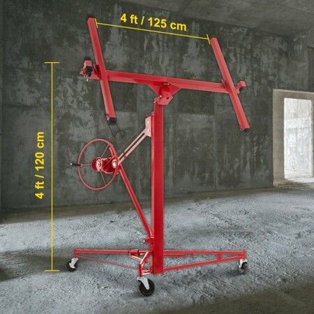 Drywall Rolling Lifter Panel Hoist Jack Lifter 11 Ft w/ Lockable Wheels