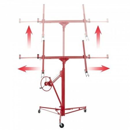 Drywall Rolling Lifter Panel Hoist Jack Lifter 11 Ft w/ Lockable Wheels