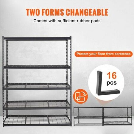 Storage Shelving Unit 5-Tier Adjustable 2000 lbs Capacity Heavy Duty Garage Shelves Metal Organizer Wire Rack Black 152.4 L x 61 W x 198.1 H cm