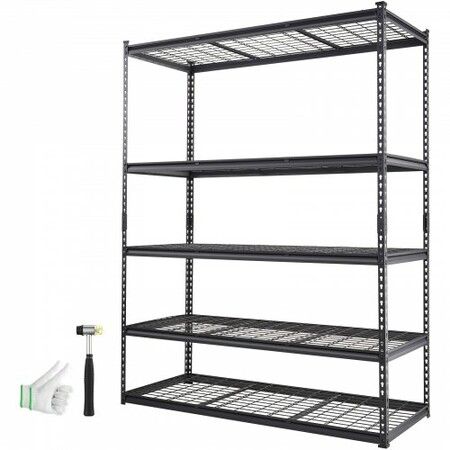 Storage Shelving Unit 5-Tier Adjustable 2000 lbs Capacity Heavy Duty Garage Shelves Metal Organizer Wire Rack Black 152.4 L x 61 W x 198.1 H cm