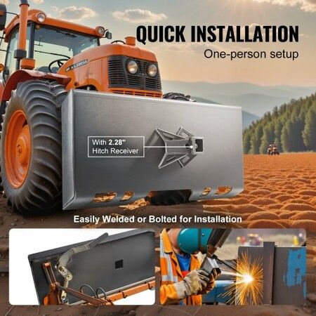 6.35mm Skid Steer Attachment Plate Skid Steer Mount Plate Quick Attachment Loader Plate with5.8cm Hitch Receiver Compatible with Deere Kubota Bobcat
