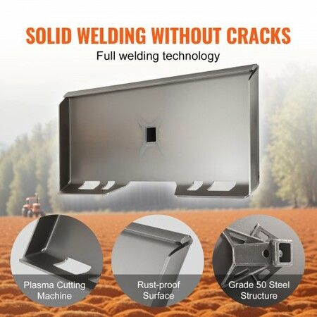 6.35mm Skid Steer Attachment Plate Skid Steer Mount Plate Quick Attachment Loader Plate with5.8cm Hitch Receiver Compatible with Deere Kubota Bobcat