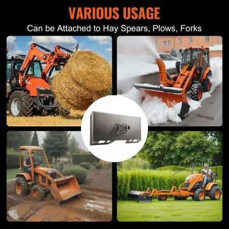 6.35mm Skid Steer Attachment Plate Skid Steer Mount Plate Quick Attachment Loader Plate with5.8cm Hitch Receiver Compatible with Deere Kubota Bobcat