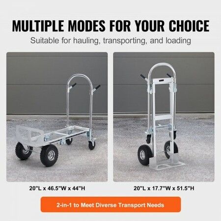 Aluminum Hand Truck 2 in 1 454 kg Max Load Capacity Heavy Duty Industrial Convertible Folding Hand Truck and Dolly Utility Cart Converts from Hand Truck