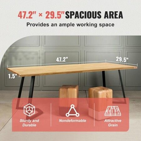 Wood Table Top 120 x 75 x 3.8 cm 150 kg Load Capacity Universal Solid One-Piece Maple Wood Desktop for Height Adjustable Electric Standing Desk Frame