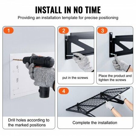 Garage Storage Shelving 2 Pack 122x61 cm Heavy Duty Garage Shelves Wall Mounted 502 lbs Load Capacity(Total) Garage Storage Rack Floating Shelves Suitable