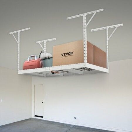 Overhead Adjustable Garage Storage Rack 36x72in Ceiling Rack 550lbs White