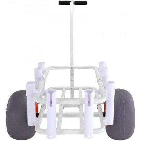 Beach Fishing Cart 136 kg Load Capacity Fish and Marine Cart with Two 330 mm Big Wheels PU Balloon Tires for Sand Heavy-Duty Aluminum Pier Wagon Trolley