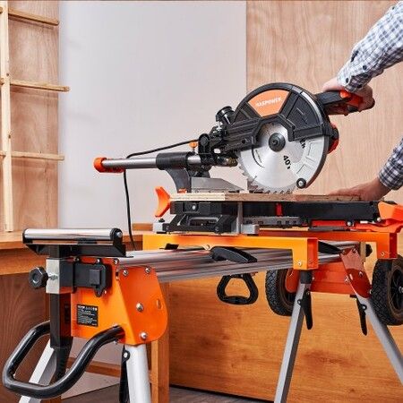 100in Miter Saw Stand with One-piece Mounting Brackets Sliding Rail 500lbs