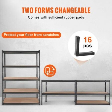 Storage Shelving Unit 5-Tier Adjustable 907 kg Capacity Heavy Duty Garage Shelves Metal Organizer Utility Rack Black 122L x 61W x 183H cm