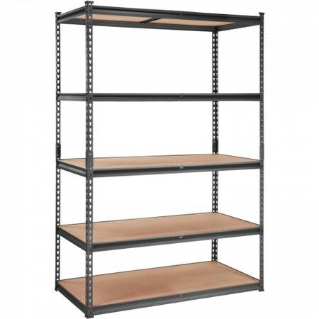 Storage Shelving Unit 5-Tier Adjustable 907 kg Capacity Heavy Duty Garage Shelves Metal Organizer Utility Rack Black 122L x 61W x 183H cm