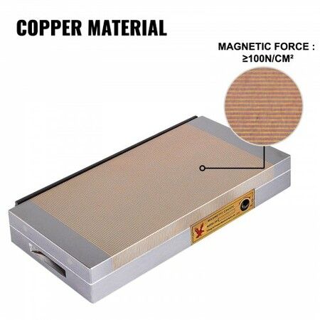 6 x 12 inch Permanent Magnetic Chucks Fine-pitched Magnetic Poles Copper Material with Powerful Magnetic Force Surface Grinding Machine with 