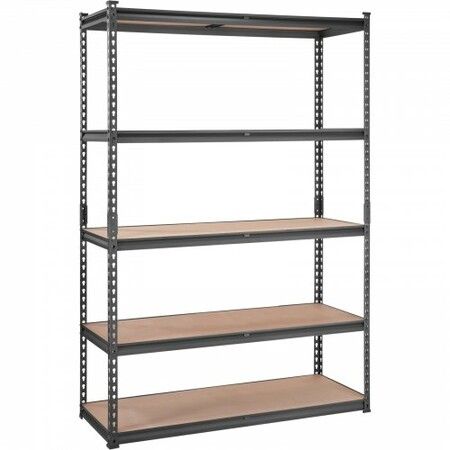 Storage Shelving Unit 5-Tier Adjustable 907 kg Capacity Heavy Duty Garage Shelves Metal Organizer Utility Rack Black 45D x 122W x 183H cm