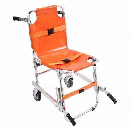 EMS Stair Chair 159 kg Load Capacity Foldable Aluminum Emergency Stair Climbing Wheelchair with 2 Wheels Portable Stair Lift Chair Ambulance Firefighter