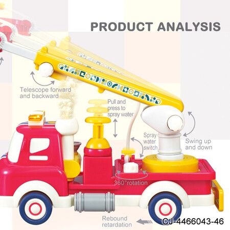 FireTruck Construction Fire Engine Water Sprinkler  Sound Light Montessori Pull Back Car Toys Fruit Building Block Birthday Gifts for Kids Boys Girls