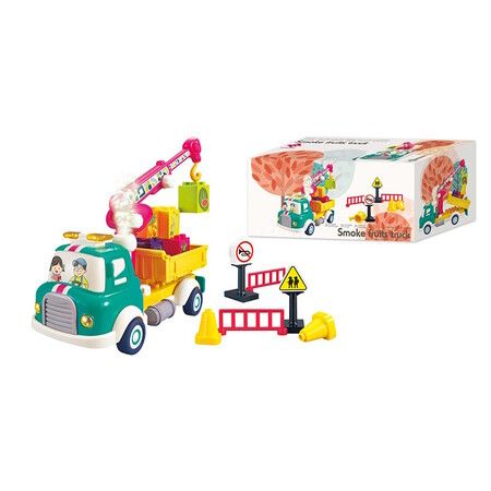 Crane Truck Construction  Sound Light Montessori Pull Back Car Toys Fruit Building Block Birthday Gifts for Kids Boys Girls