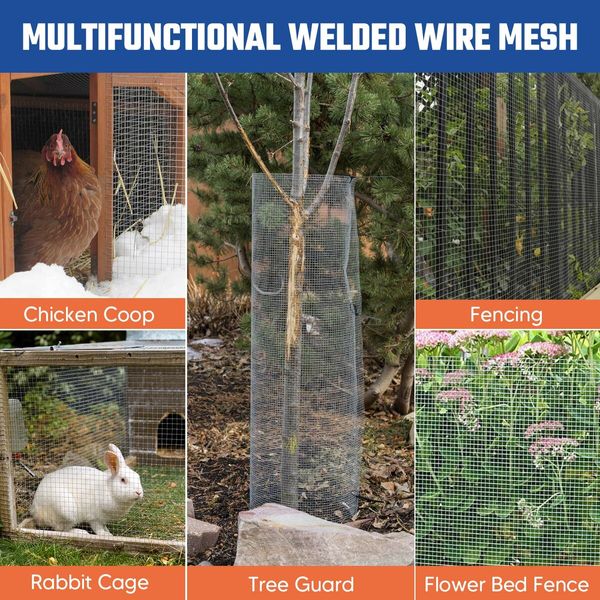 Welded Wire Mesh Fence 40mx0.91m Chicken Coop Tree Plant Guard Rabbit Cage Animal Enclosure Post Welding Hot Galvanised Netting Fencing Roll