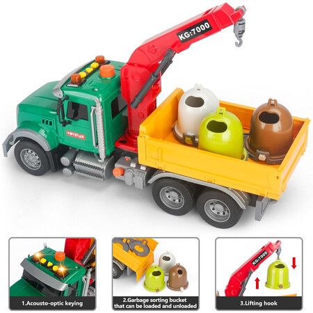 Garbage Sorting Truck Construction Toys Car Race Vehicle Toy Set for Kids, STEM Alloy Metal Car Toys Birthday Gifts for Toddler Age 4+