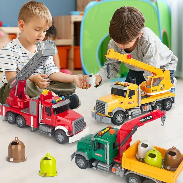 Garbage Sorting Truck Construction Toys Car Race Vehicle Toy Set for Kids, STEM Alloy Metal Car Toys Birthday Gifts for Toddler Age 4+