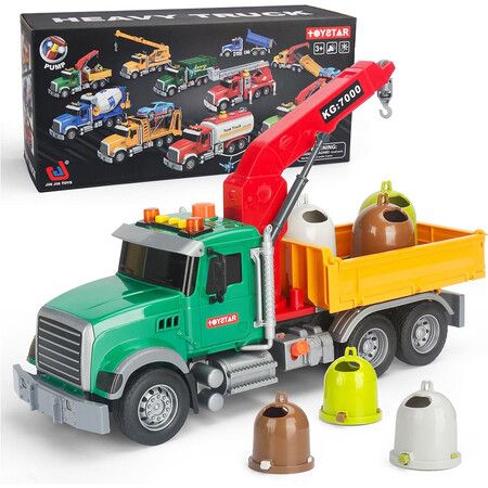 Garbage Sorting Truck Construction Toys Car Race Vehicle Toy Set for Kids, STEM Alloy Metal Car Toys Birthday Gifts for Toddler Age 4+