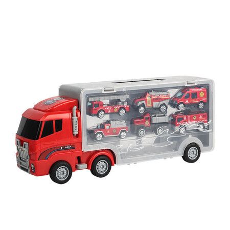 Transport Vehicle with 6 Random Cars, 7 in 1 Construction Truck, Toy Transport Truck Vehicle Set, Gifts for Kids