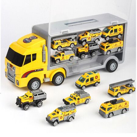 Transport Vehicle with 6 Random Cars, 7 in 1 Construction Truck, Toy Transport Truck Vehicle Set, Gifts for Kids