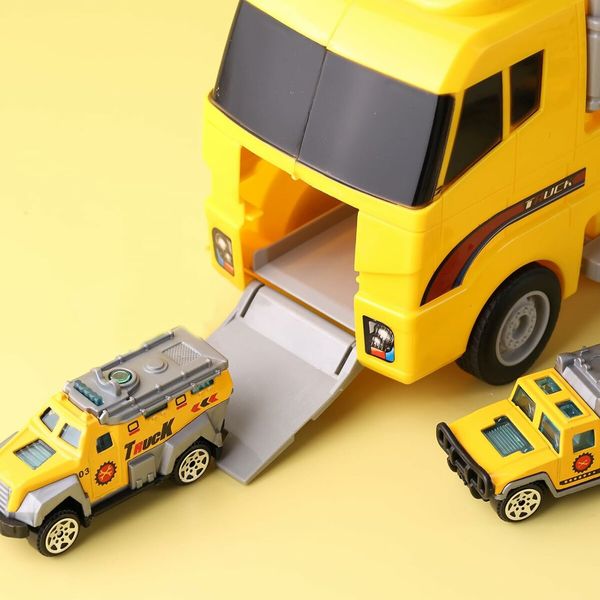 Transport Vehicle with 6 Random Cars, 7 in 1 Construction Truck, Toy Transport Truck Vehicle Set, Gifts for Kids