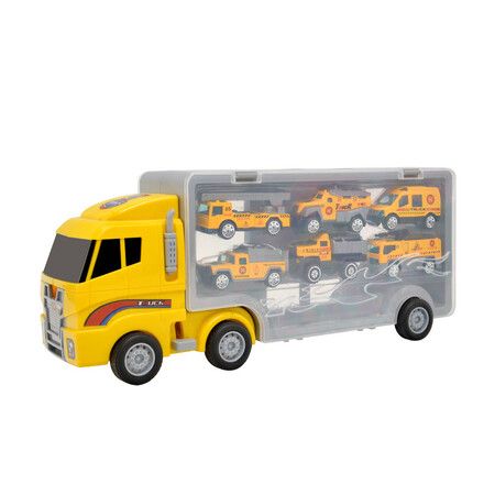 Transport Vehicle with 6 Random Cars, 7 in 1 Construction Truck, Toy Transport Truck Vehicle Set, Gifts for Kids