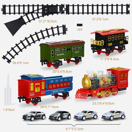 Electric Train Set for Boys Girls with Lights Sound Christmas Trains Toys, Folding Catapult Carriage with Random 4 Cars