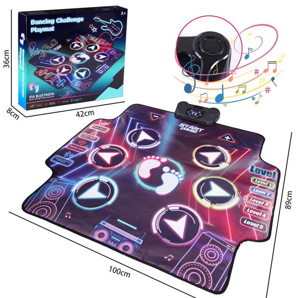 Electronic Dance Mat with Glowing Light up 6 Button Interactive Music Dance Mixer Rhythm Step Play Mat with 8 Game Modes for Boy and Girl