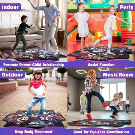 Electronic Dance Mat with Glowing Light up 6 Button Interactive Music Dance Mixer Rhythm Step Play Mat with 8 Game Modes for Boy and Girl