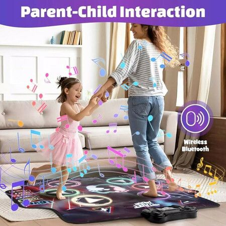 Electronic Dance Mat with Glowing Light up 6 Button Interactive Music Dance Mixer Rhythm Step Play Mat with 8 Game Modes for Boy and Girl