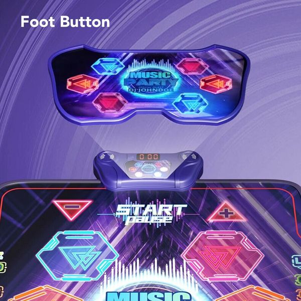 Electronic Dance Mat with Glowing Light up 6 Button Interactive Music Dance Mixer Rhythm Step Play Mat with 7 Game Modes for Boy and Girl